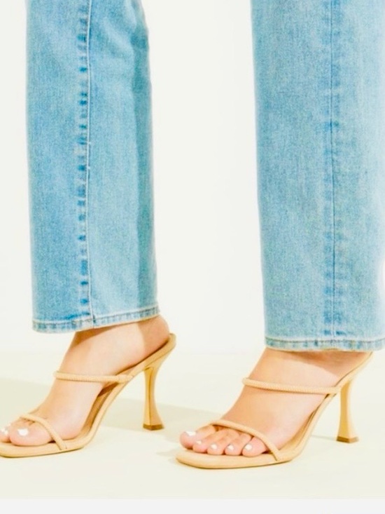 Guess Shoes - GUESS Nude Gold Jeweled GW Habbit Slide Heel NWT 8